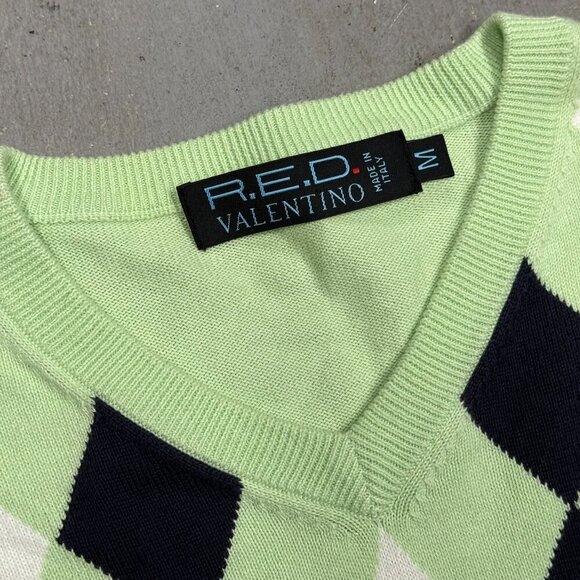 RED Valentino Garavani Knit V-Neck Sweater Made in Italy Pullover Diamond Medium - Picture 6 of 9